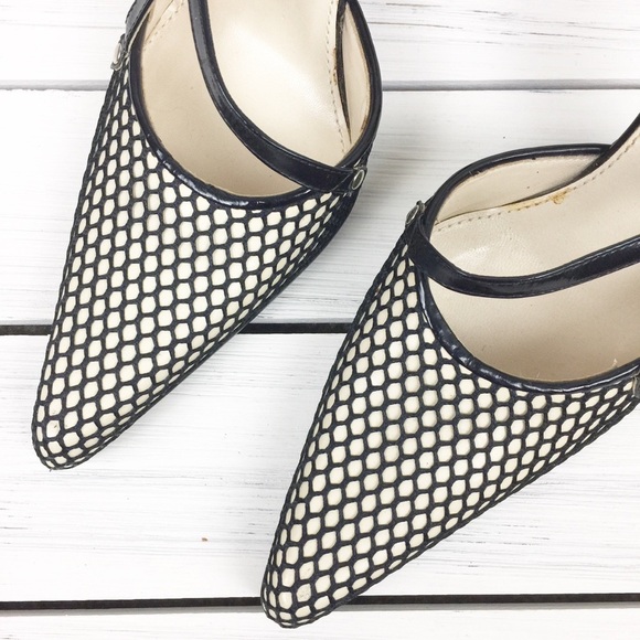 Sergio Rossi Black Fishnet D'orsay Heels 35.5 - Picture 3 of 8